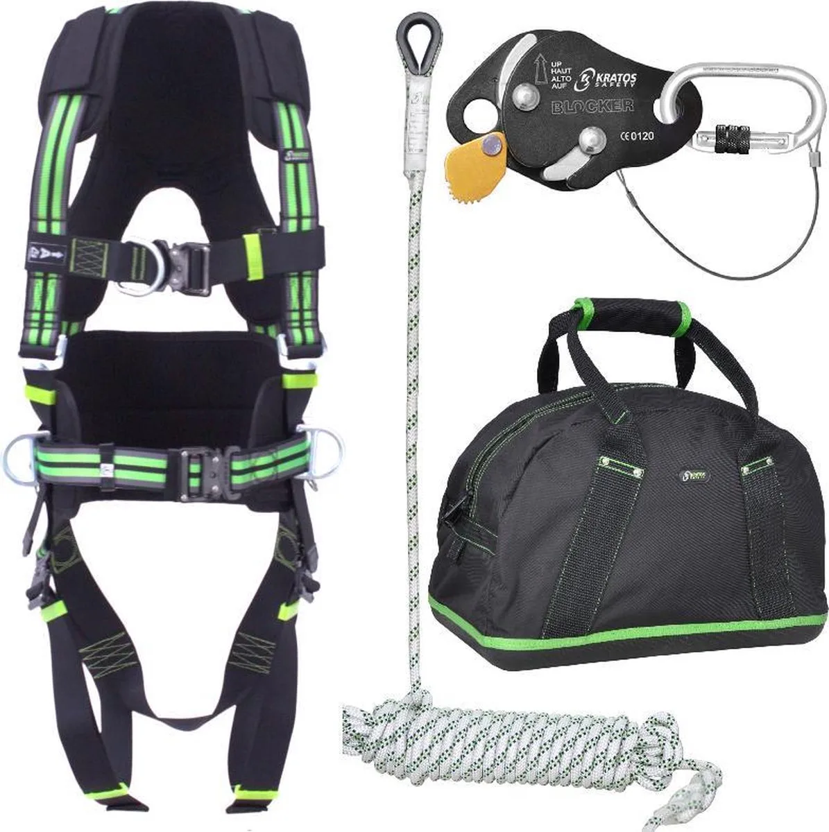 Complete set valbeveiliging Standaard-Plus - Daken / Afdalen 20mtr - Maat S-L by Kratos Safety – product image
