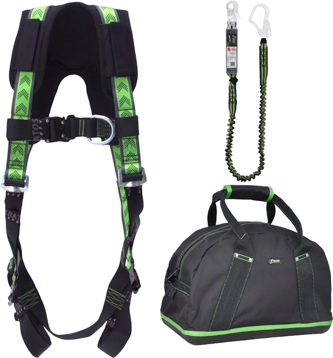 Complete set valbeveiliging Standaard-Plus - Elastische leeflijn 2mtr - Maat L-XXL van Kratos Safety – productafbeelding
