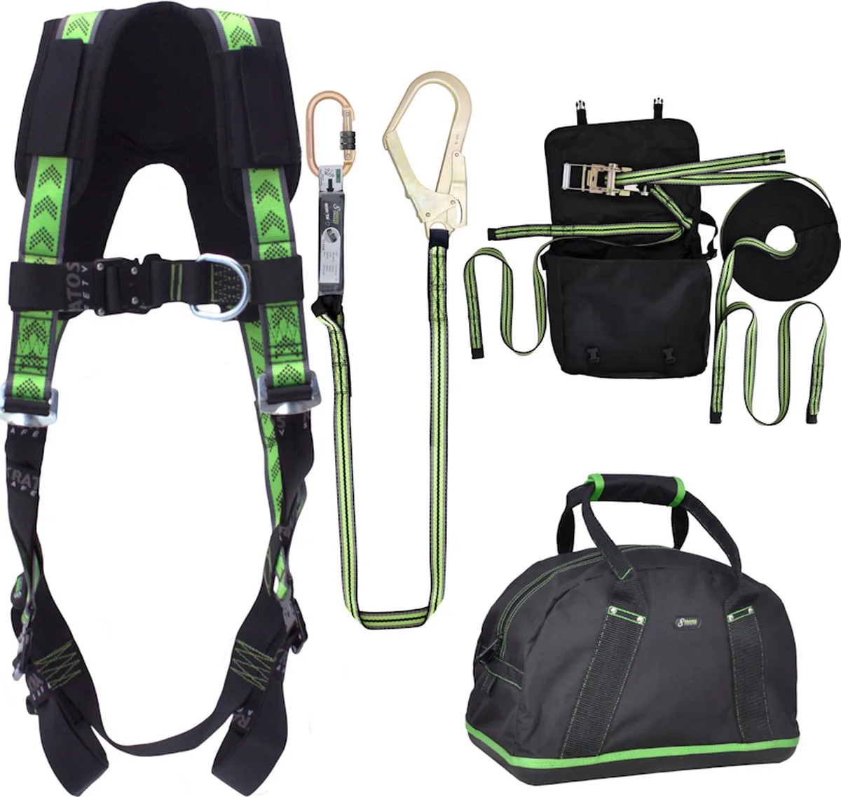 complete set valbeveiliging standaard-plus - Horizontale leeflijn - Leeflijn band - Maat L-XXL van Kratos Safety – productafbeelding