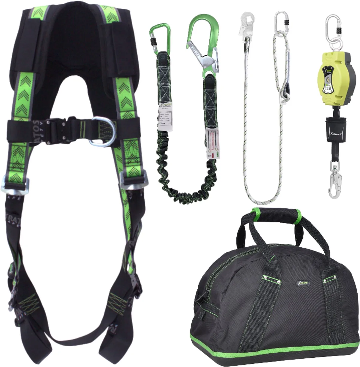 complete set valbeveiliging standaard-plus - Valstopblok - Elastische leeflijn - Werkpositielijn 2m - Maat L-XXL by Kratos Safety – product image