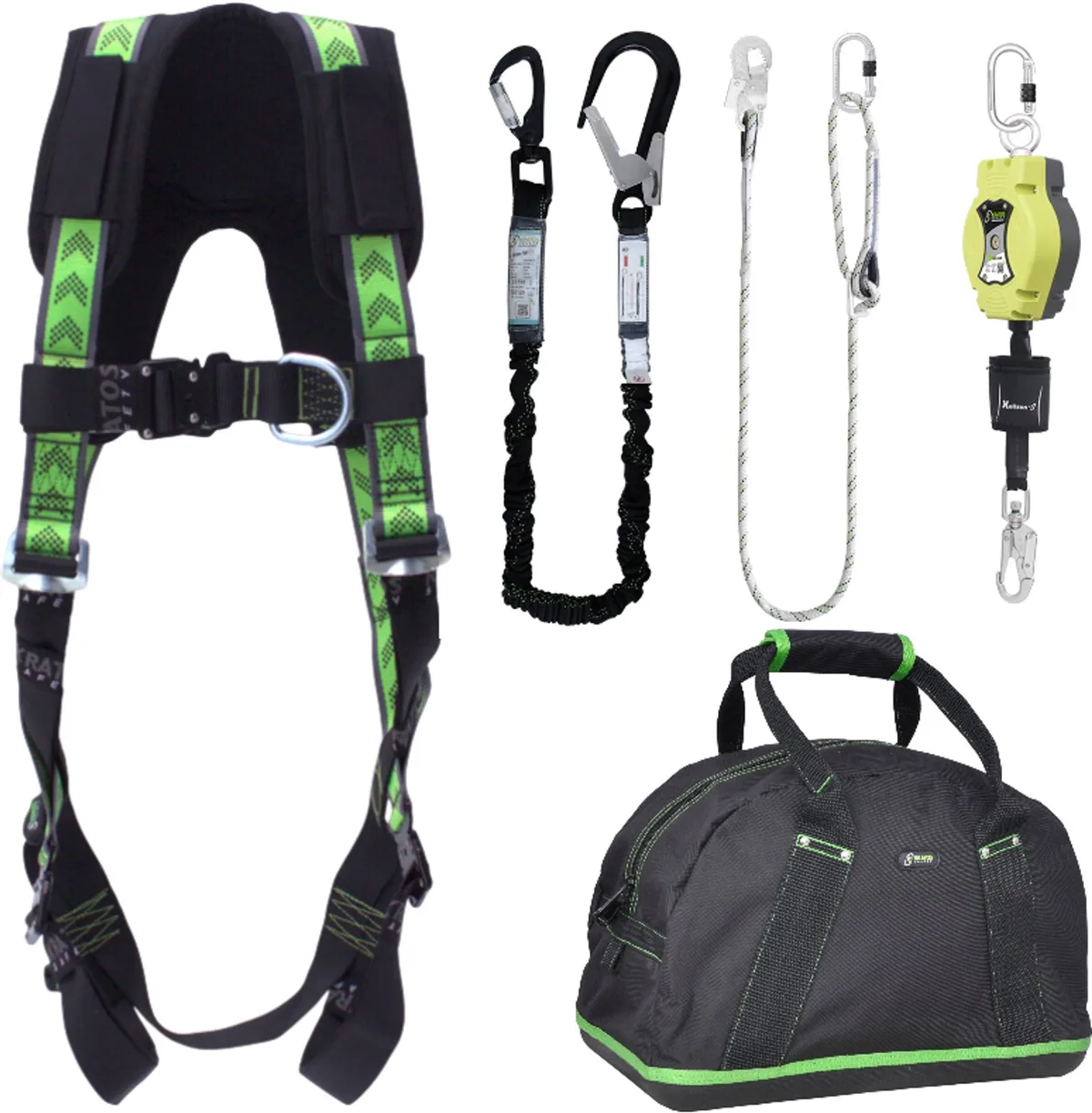 complete set valbeveiliging standaard-plus - Valstopblok - Elastische leeflijn - Werkpositielijn 2m - Maat S-L by Kratos Safety – product image
