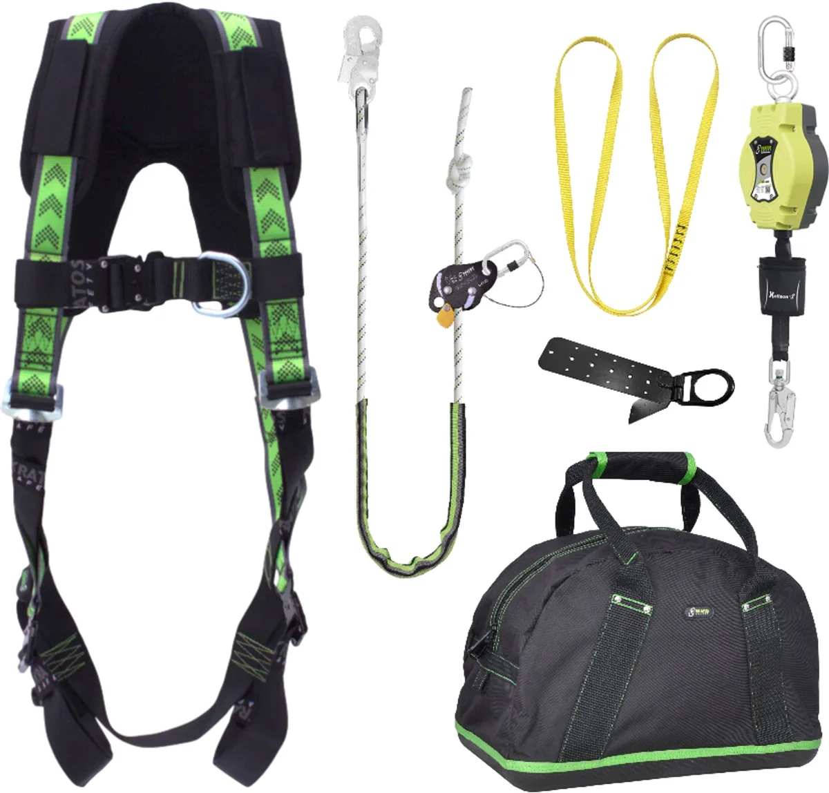complete set valbeveiliging standaard-plus - Valstopblok - Werkpositielijn - Ankerstrop - Ankerpunt - Maat S-L by Kratos Safety – product image