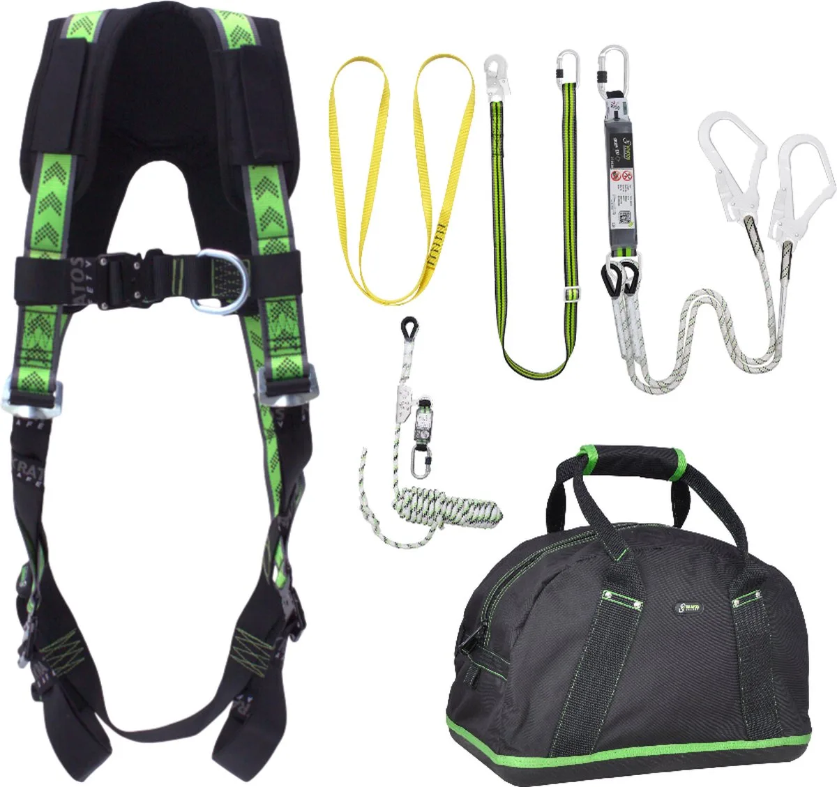 complete set valbeveiliging standaard-plus - Y-leeflijn - Veiligheidslijn - Werkpositielijn - Ankerstrop - Maat S-L de Kratos Safety – image du produit