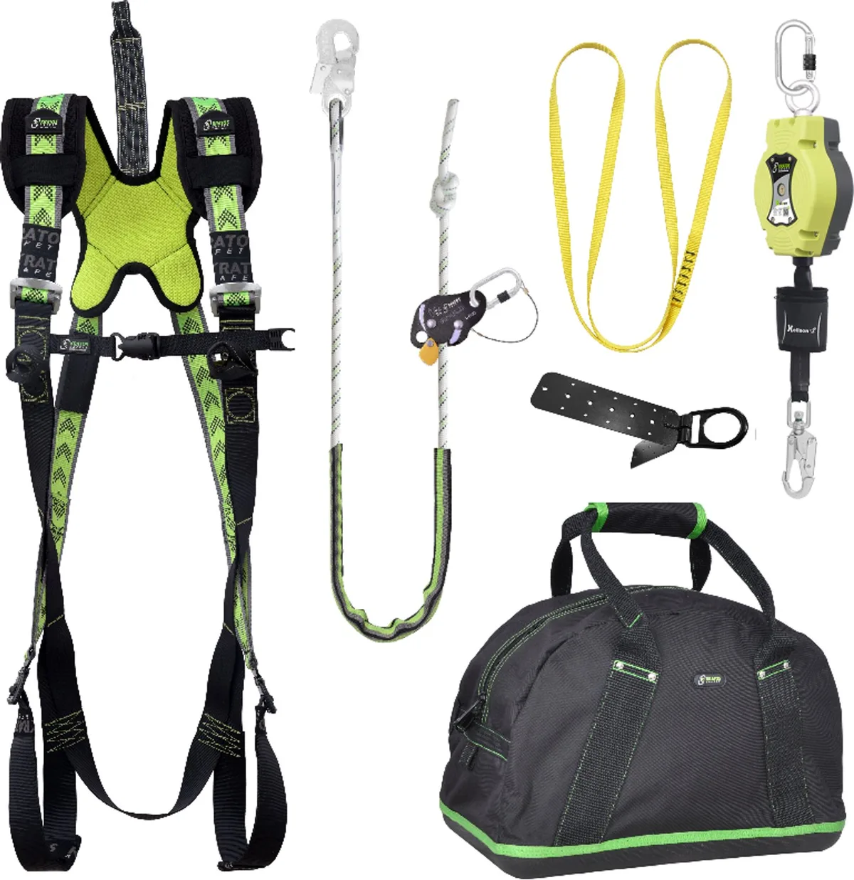 complete set valbeveiliging standaard - Valstopblok - Werkpositielijn - Ankerstrop - Ankerpunt - Maat S-L by Kratos Safety – product image