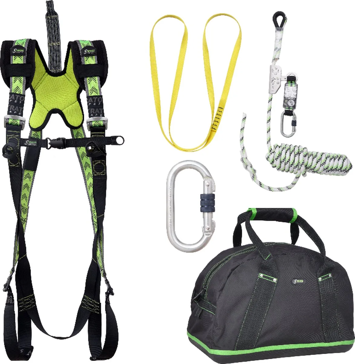 complete set valbeveiliging standaard - Veiligheidslijn 10m - Ankerstrop 1,20m - Extra karabijnhaak - Maat S-L by Kratos Safety – product image