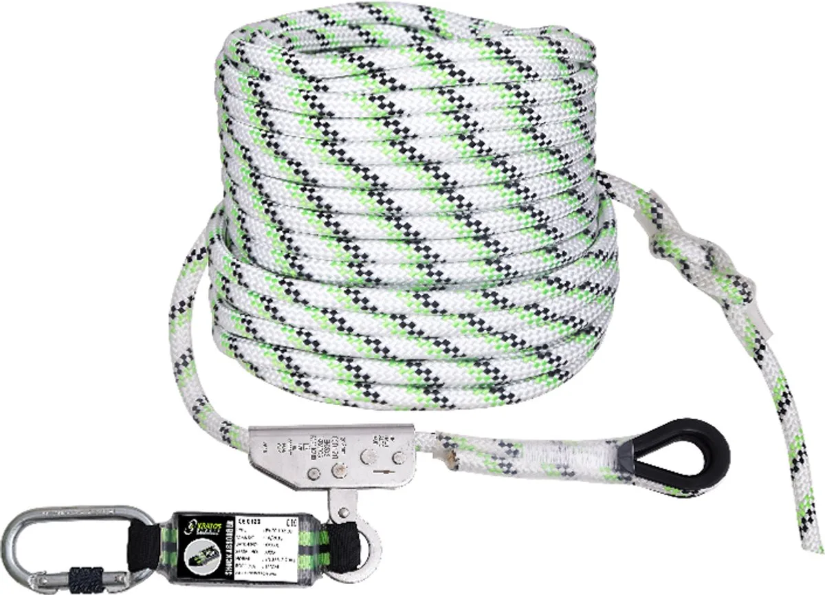 Veiligheidslijn met vaste lijnklem RVS - Energie-absorber - Koord 12mm - Lengte 20 m de Kratos Safety – image du produit