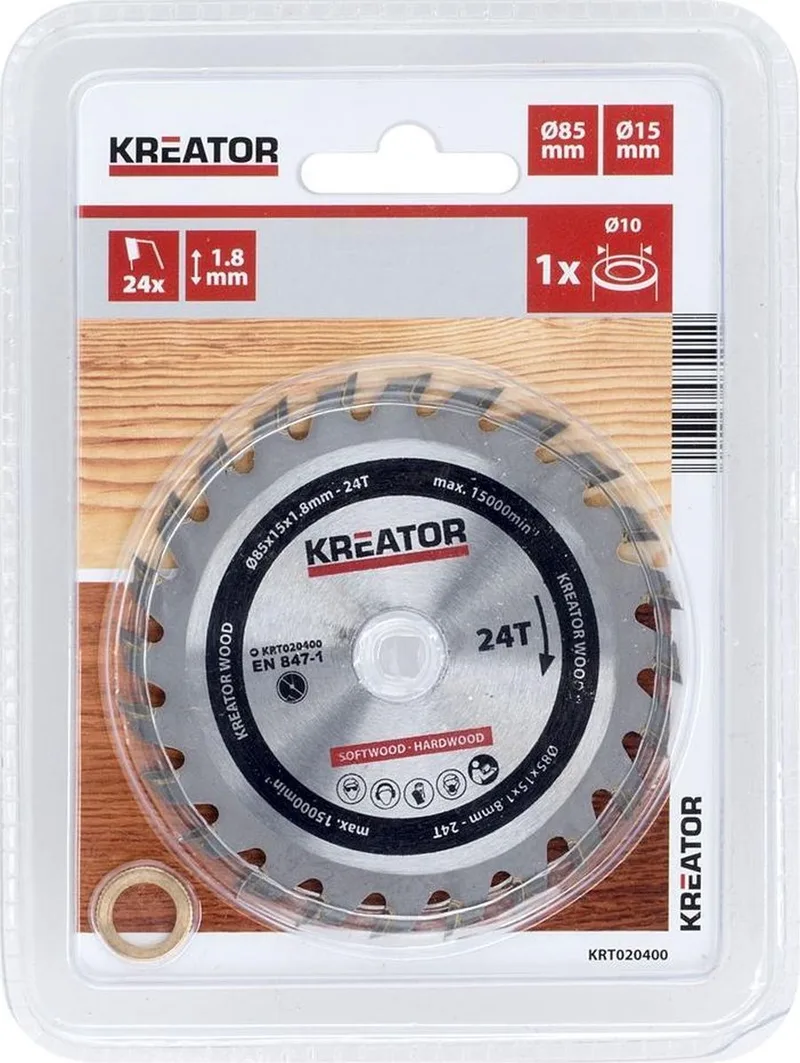 Accessories - KRT020400 - Cirkelzaagblad - Ø 85x15x1,8mm 24T von Kreator – Produktbild