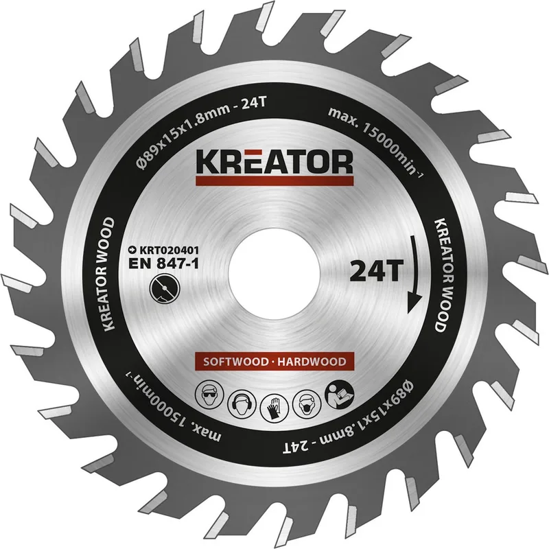 Accessories - KRT020401 - Cirkelzaagblad - Ø 89x15x1,8mm 24T de Kreator – image du produit