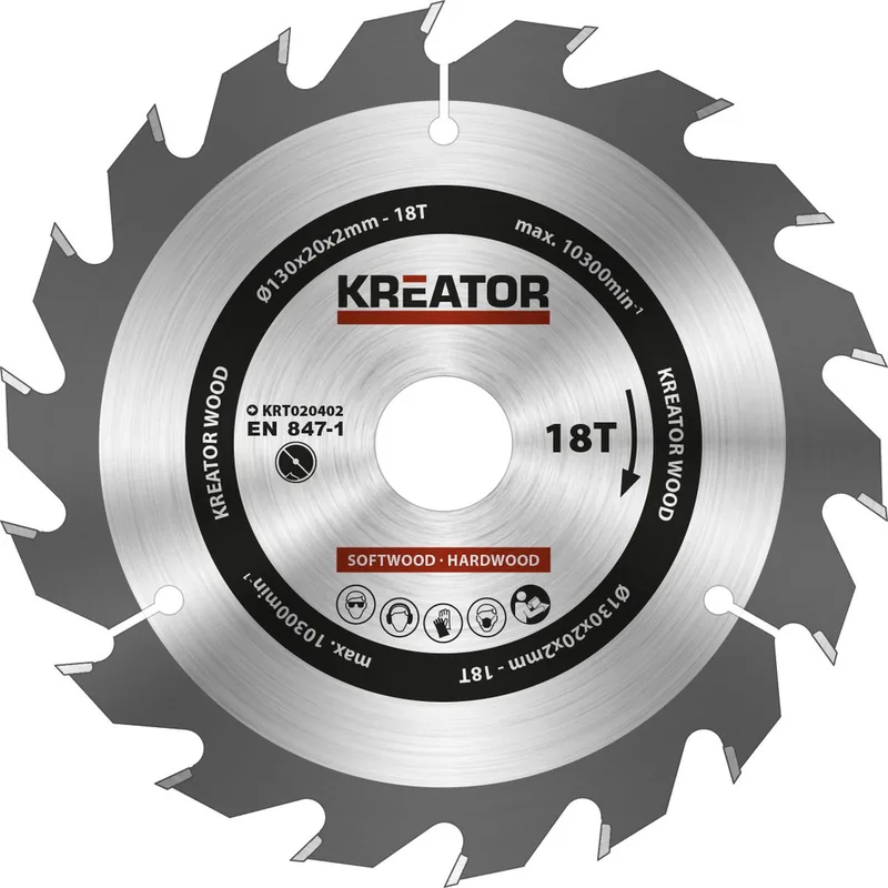 Accessories - KRT020402 - Cirkelzaagblad - Ø 130x20x2,0mm 18T von Kreator – Produktbild