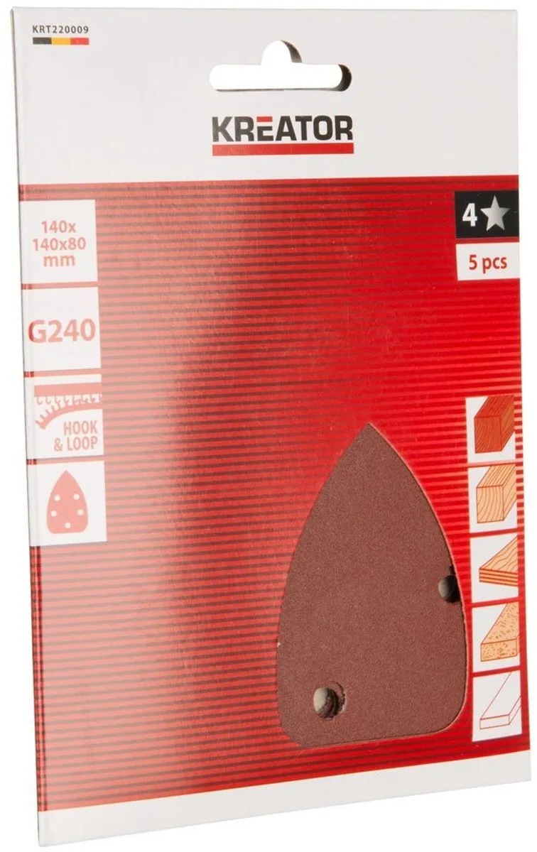 Accessories - KRT220009 - Schuurpapier palm - 140x140x80mm - K240 - 5 st. fra Kreator – produktbillede
