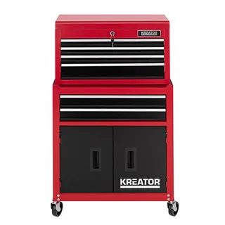 Gereedschapswagen KRT653005 – 64 x 64 x 325 cm – Met wielen – Incl. 6 lades van Kreator, Rood – productafbeelding 2 van 6