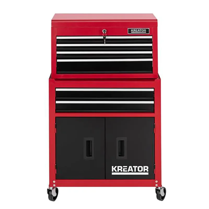 Gereedschapswagen KRT653005 – 64 x 64 x 325 cm – Met wielen – Incl. 6 lades van Kreator, Rood – productafbeelding 2 van 6