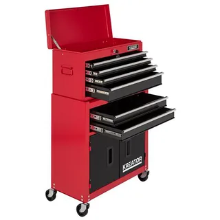 Gereedschapswagen KRT653005 – 64 x 64 x 325 cm – Met wielen – Incl. 6 lades van Kreator, Rood – productafbeelding 3 van 6