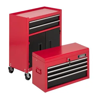 Gereedschapswagen KRT653005 – 64 x 64 x 325 cm – Met wielen – Incl. 6 lades van Kreator, Rood – productafbeelding 4 van 6