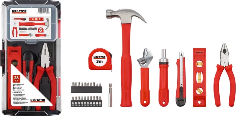 Hand tools - KRT951014 - Gereedschapsset gemengd - 28 st. von Kreator, Rot, Schwarz – Produktbild 1 von 6