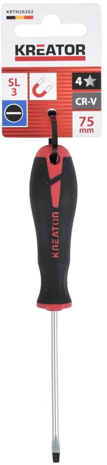 Hand tools - KRTH20202 - Schroevendraaier sleufkop - 75mm, SL3 by Kreator, Black – product image