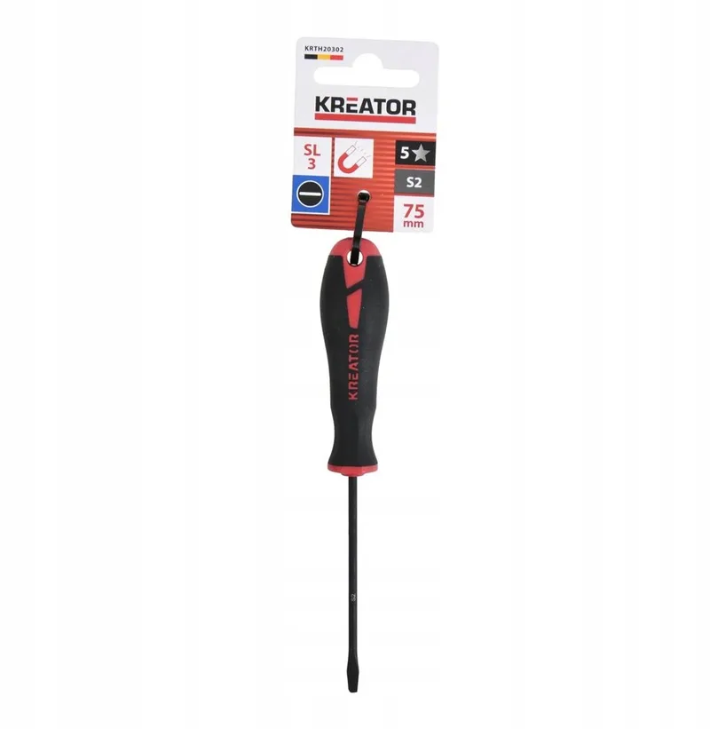 Hand tools - KRTH20302 - Schroevendraaier sleufkop - 75mm, SL3 - hoge kwaliteit by Kreator, Black – product image