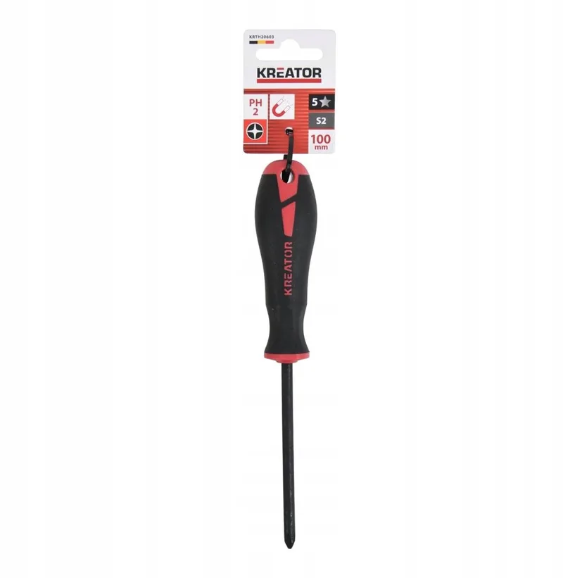 Hand tools - KRTH20603 - Schroevendraaier phillips - 100mm, PH2 - hoge kwaliteit by Kreator, Black – product image