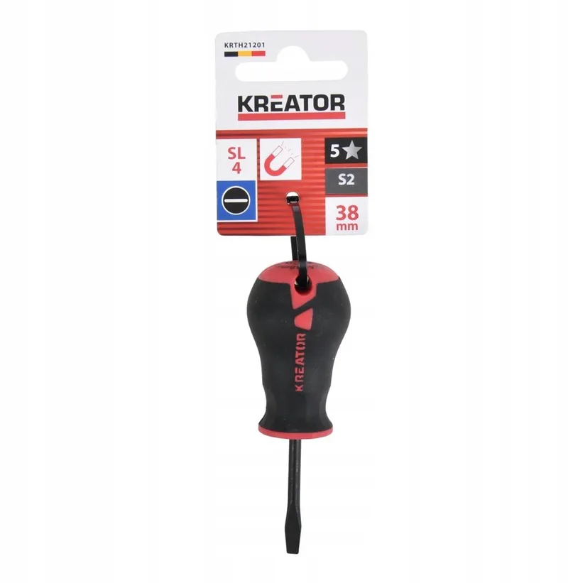 Hand tools - KRTH21201 - Schroevendraaier stubby sleufkop - 38mm, SL4 by Kreator, Black – product image