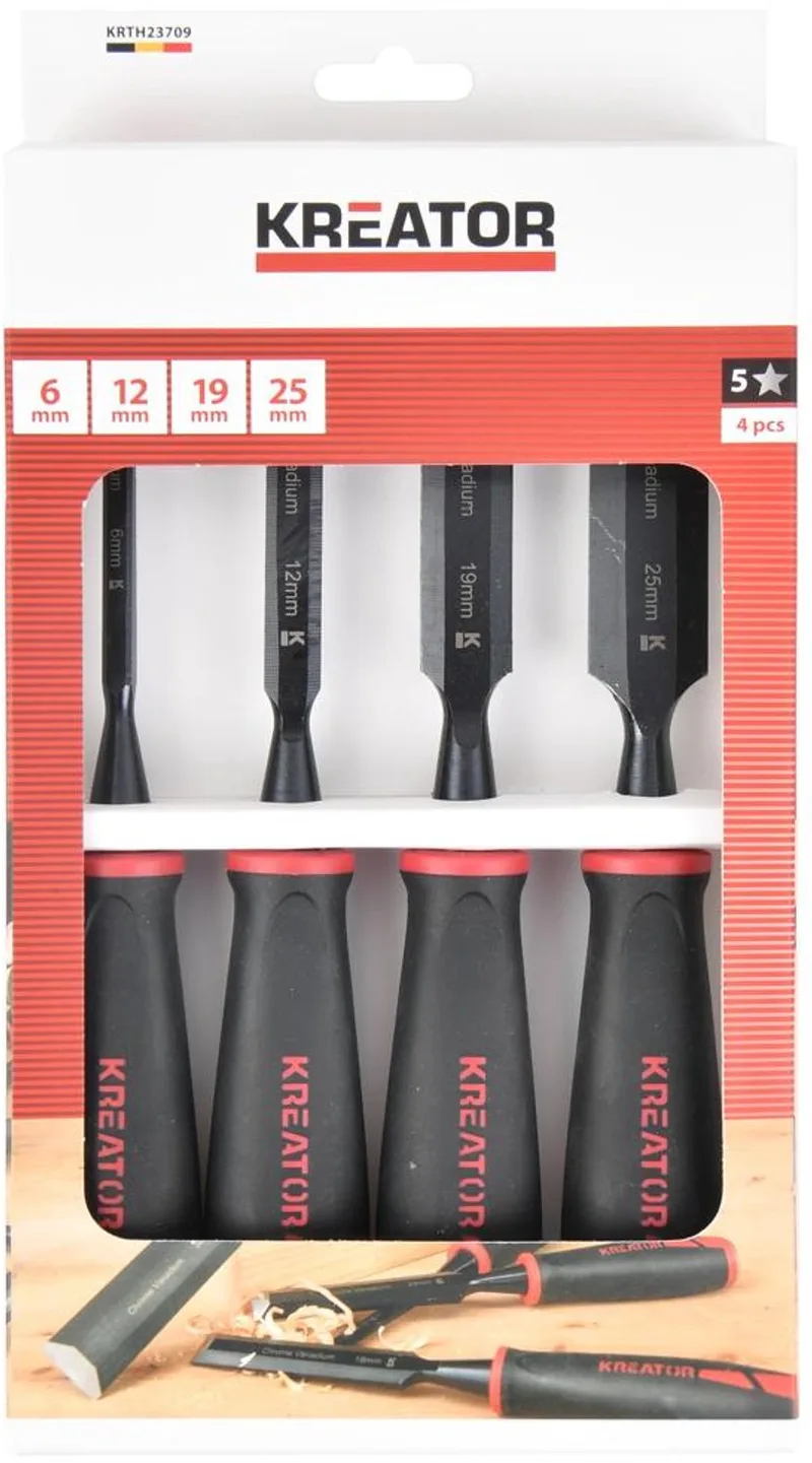 Hand tools - KRTH23709 - Houtbeitel - 6, 12, 19, 25mm - 4 st. de Kreator – image du produit