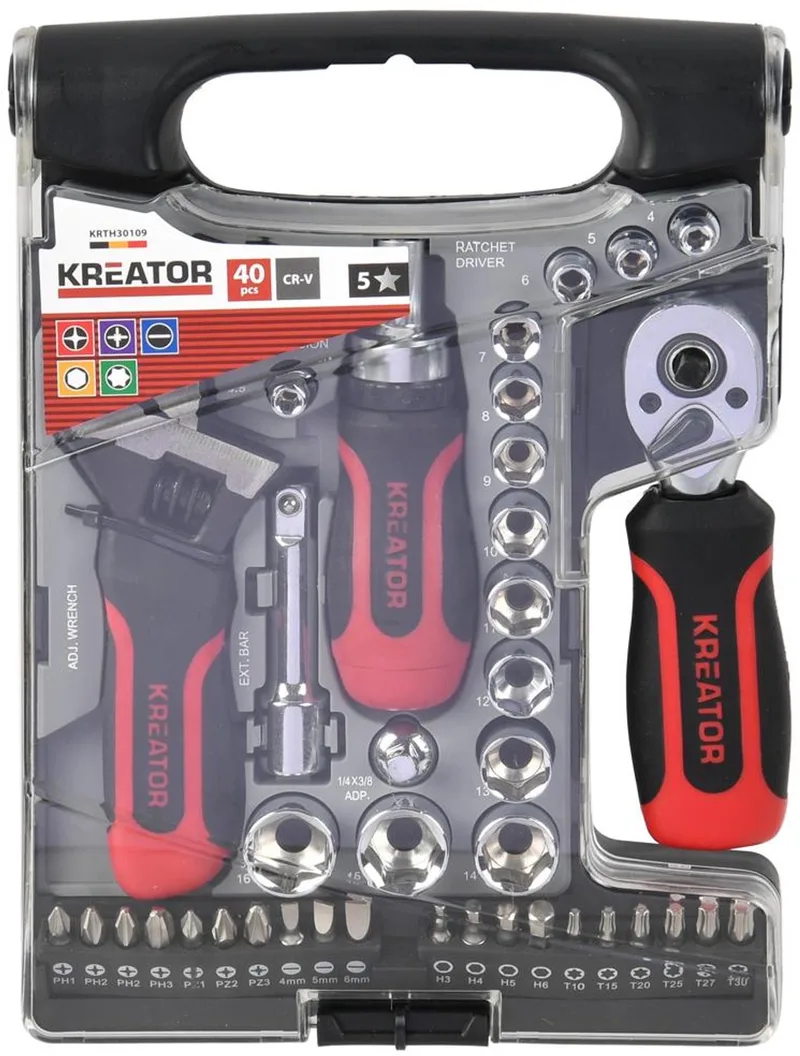 Hand tools - KRTH30109 - Dopsleutelset - 40 st. by Kreator, Black, Silver – product image