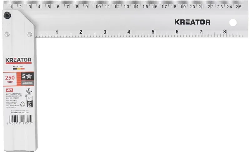 Hand tools - KRTH70501 - Winkelhaak - 250mm - hoge kwaliteit by Kreator, Metaal – product image