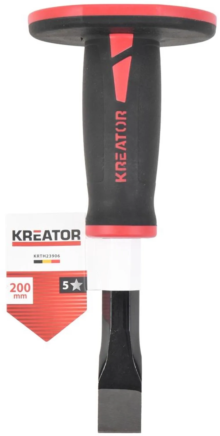 Koudbeitel KRTH23906 - Beitel 200 mm flat - platte kop - softgrip handvat met brede rand - Handgereedschap, koubeitel by Kreator – product image