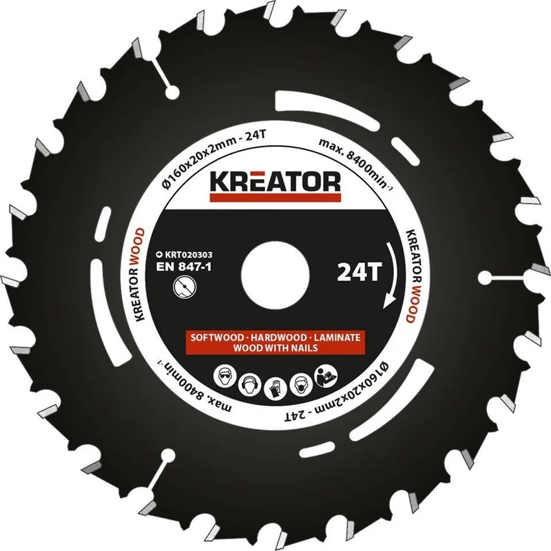 KRT020303 Invalzaagblad 160 mm - 24T by Kreator – product image