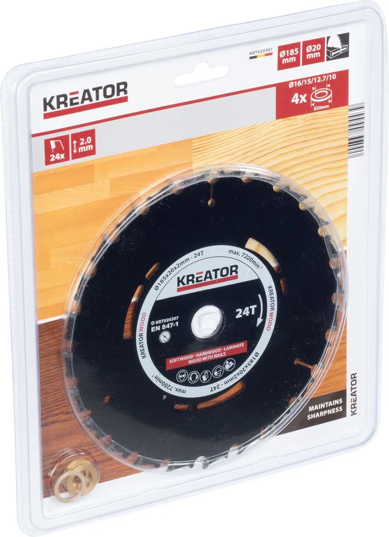 KRT020307 - Cirkelzaagblad - Ø 185x20x2,0mm 24T von Kreator – Produktbild