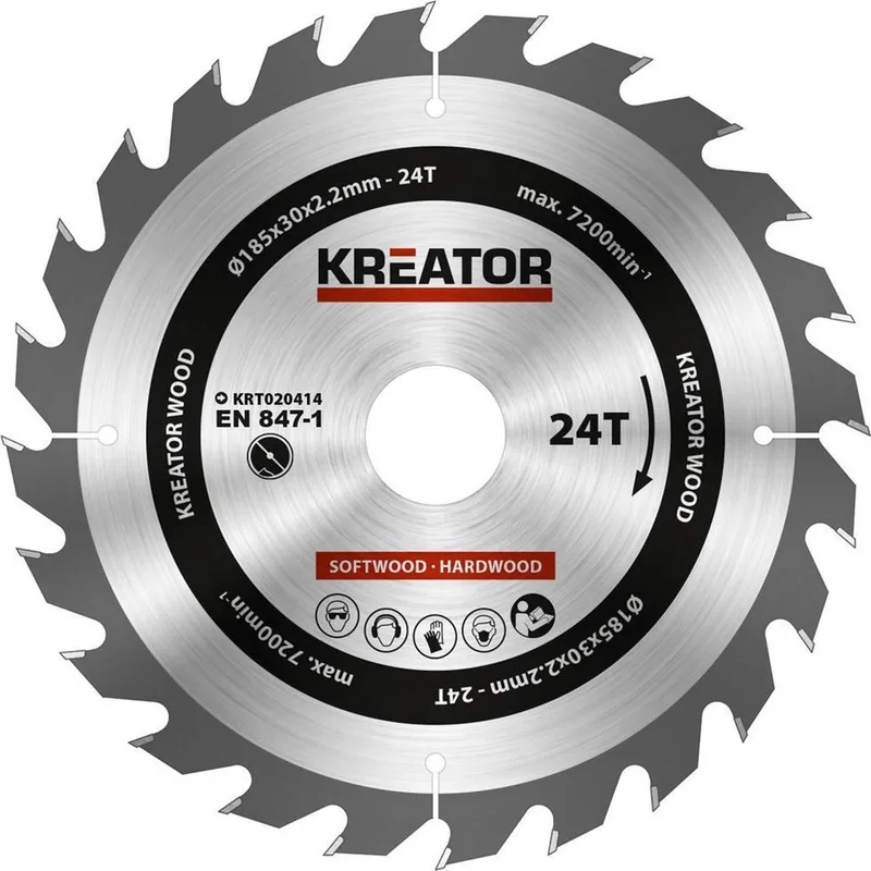 KRT020414 Cirkelzaagblad - Hout - 185 mm - 24T von Kreator – Produktbild