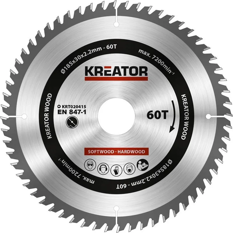 KRT020415 Cirkelzaagblad - Hout - 185 mm - 60T van Kreator – productafbeelding