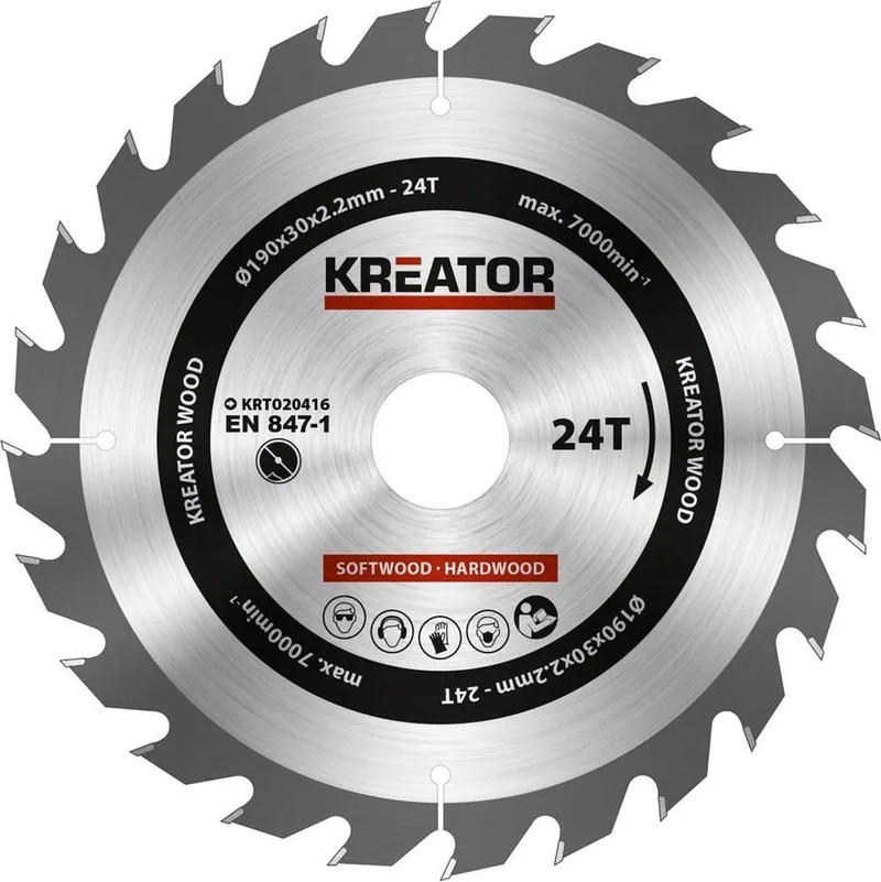 KRT020416 Zaagblad hout 190 mm -24T by Kreator – product image