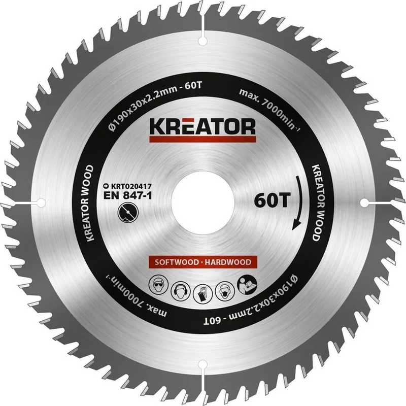 KRT020417 Zaagblad hout 190 mm - 60T by Kreator – product image