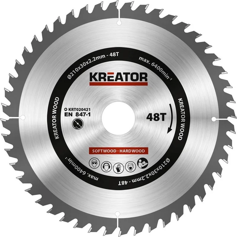KRT020421 Zaagblad hout 210 mm - 48T by Kreator – product image