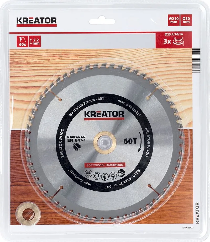 KRT020422 Zaagblad hout 210 mm - 60T by Kreator – product image