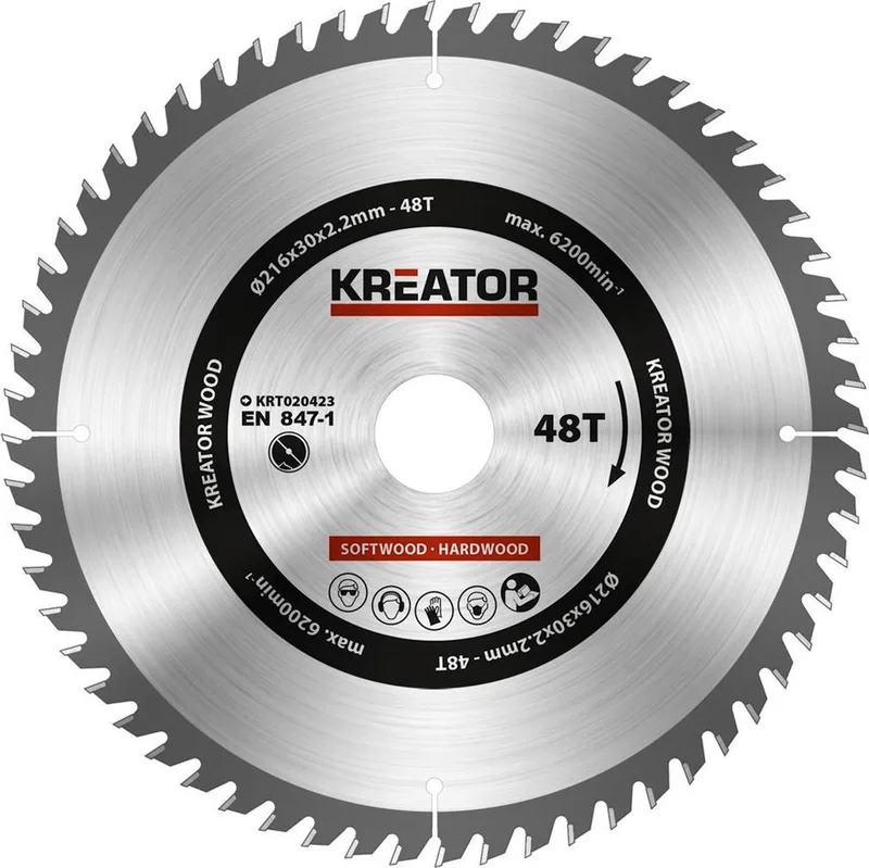 KRT020423 Zaagblad hout 216 mm - 48T by Kreator – product image