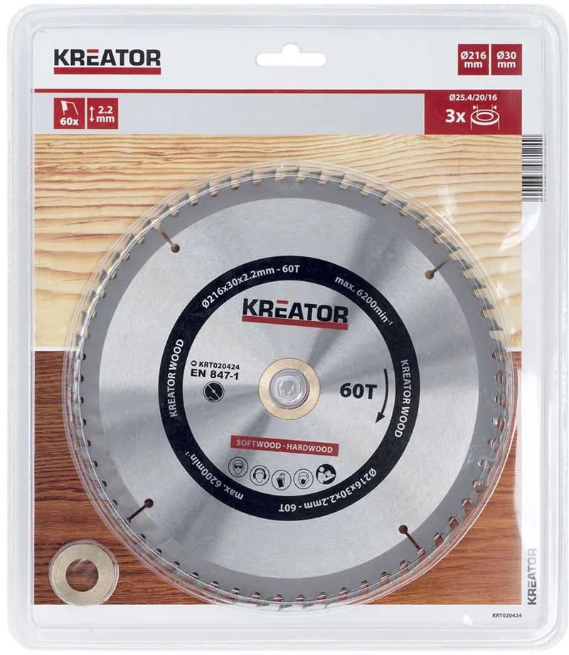 KRT020424 Zaagblad hout 216 mm - 60T by Kreator – product image