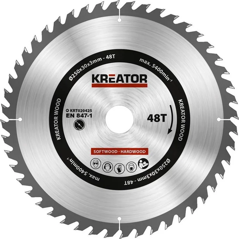 KRT020425 Zaagblad hout 250 mm - 48T by Kreator – product image
