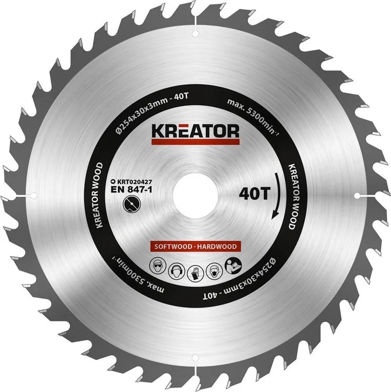KRT020427 Zaagblad hout 254 mm -40T van Kreator – productafbeelding