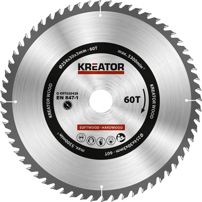 KRT020428 Zaagblad hout 254 mm -60T von Kreator – Produktbild
