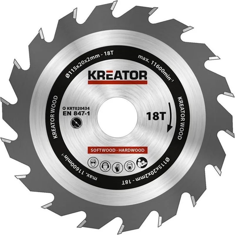 KRT020434 Zaagblad hout - Ø115 mm - 18 T by Kreator – product image