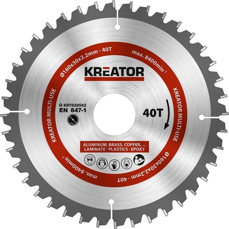 KRT020502 Universeel zaagblad 160 mm - 40T van Kreator – productafbeelding