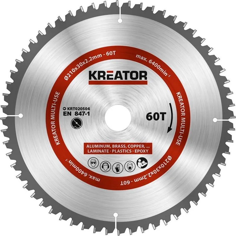 KRT020504 Zaagblad hout - 210mm60t van Kreator – productafbeelding