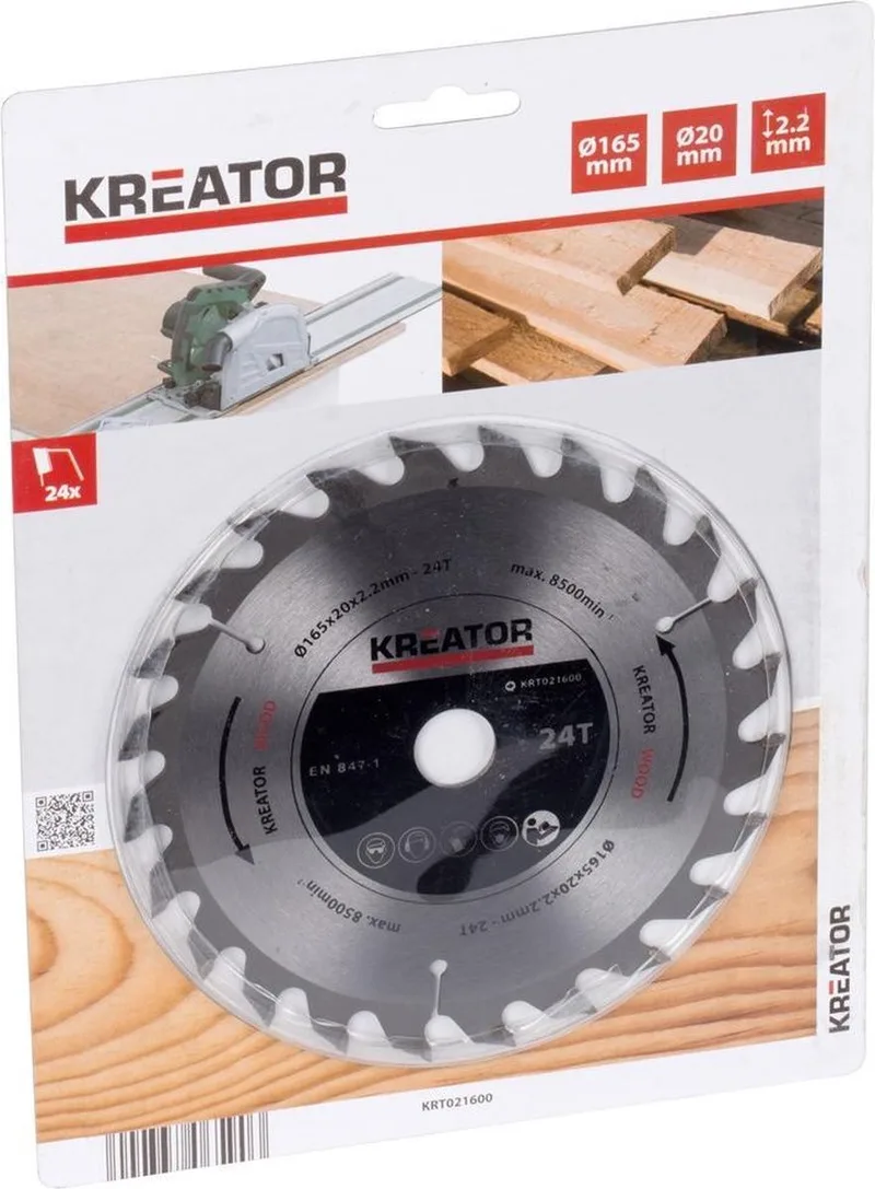 KRT021600 Invalzaagblad Hout 165mm 24T by Kreator – product image