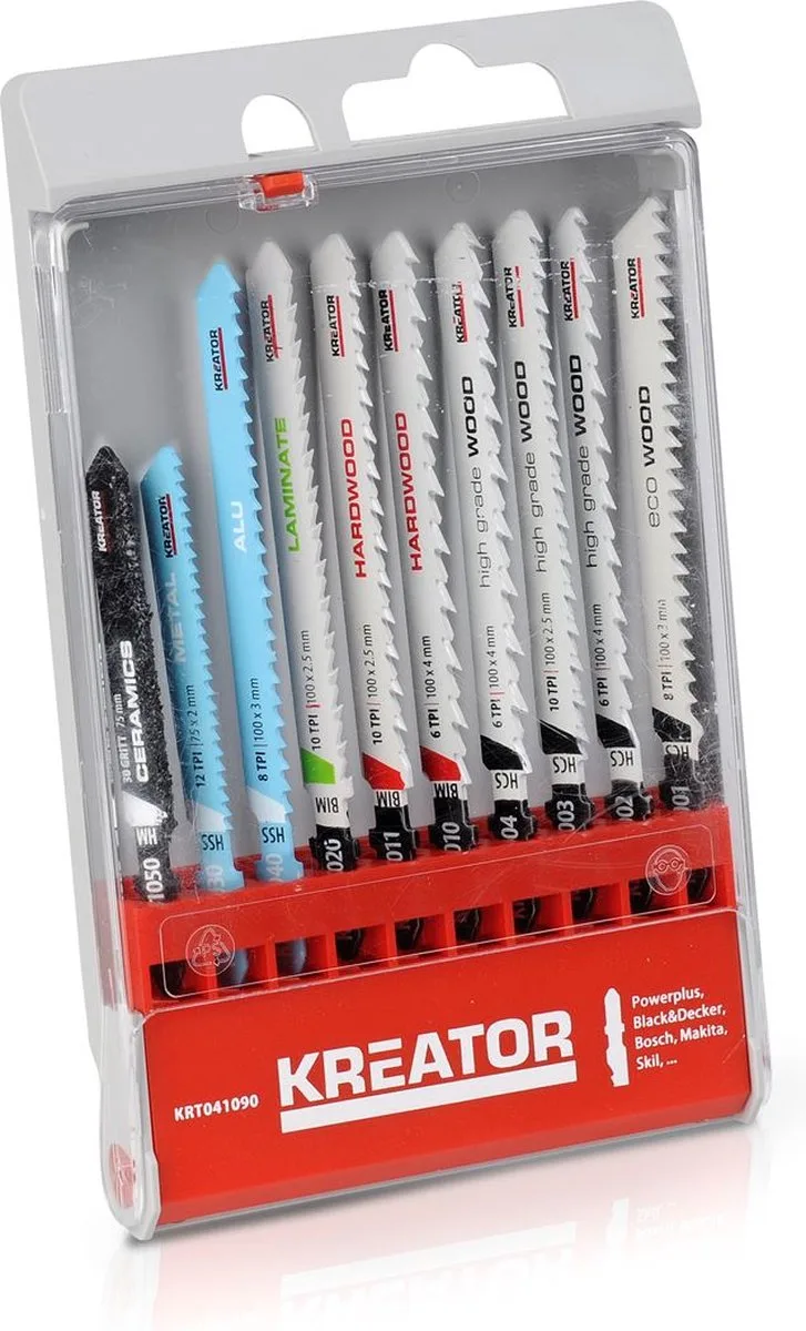KRT041090 Set van decoupeerzaagbladen T-schacht – 10 stuks fra Kreator – produktbillede