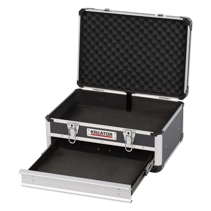KRT640601B Gereedschapskoffer - 430 x 300 x 205 mm - (geleverd zonder gereedschap) van Kreator, Zwart – productafbeelding 2 van 3