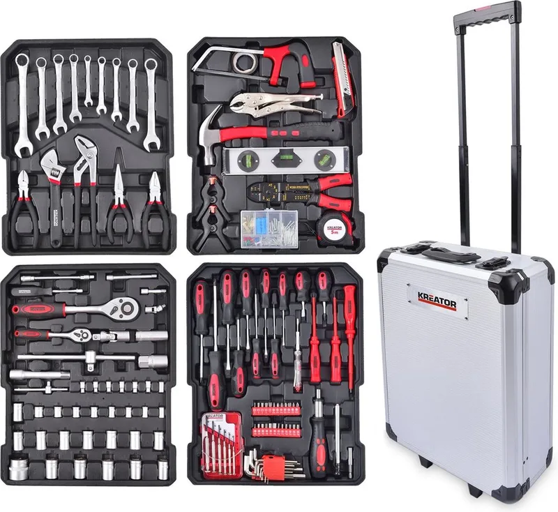 KRT951011 Gereedschapskoffer - 253 delig - Trolley de Kreator, Argent – image du produit