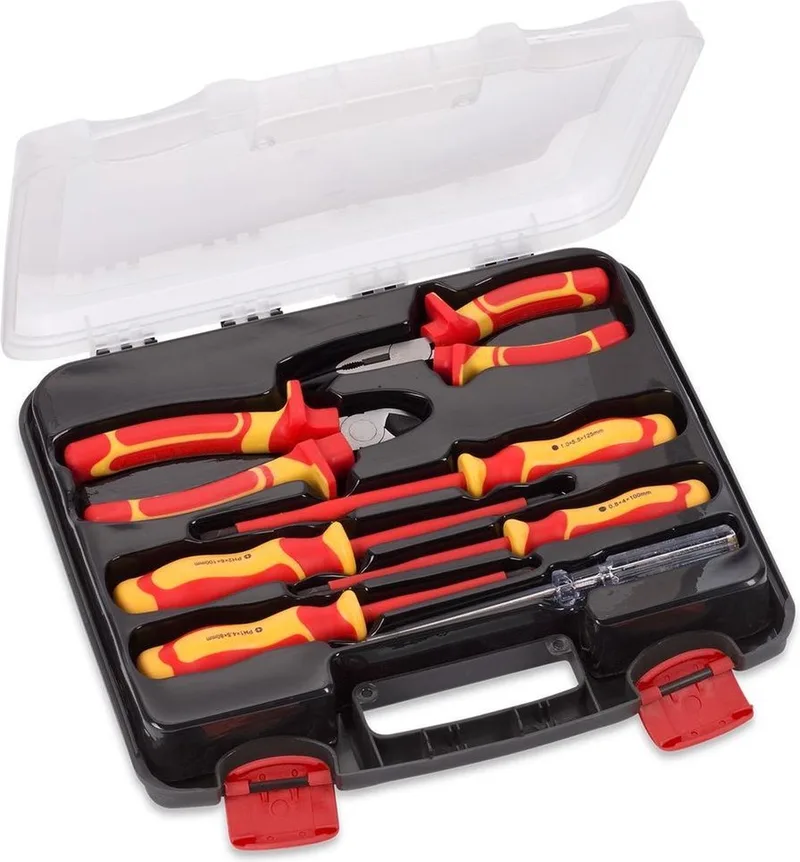 KRT951101 - Gereedschapskoffer - Elektricienset - VDE-gereedschap - 7 delig von Kreator, Gelb, Rot – Produktbild