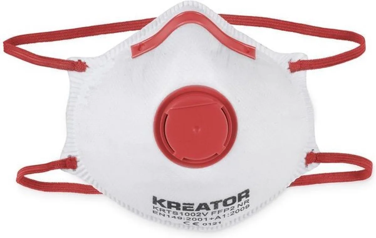 KRTS1001V Stofmasker met uitademventiel FFP1 | 2x stofkap von Kreator, Weiß – Produktbild