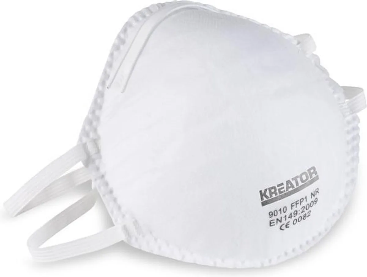 KRTS10020 FFP2 Stofmasker / Stofkap / Mondkapje / Mondmasker | Met Neusclip | 3 Stuks de Kreator, Blanc – image du produit